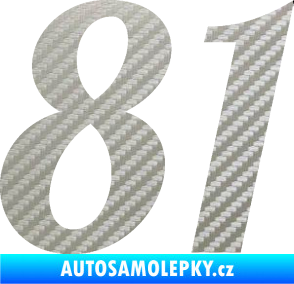 Samolepka Startovní číslo 81 typ 3   3D karbon stříbrný