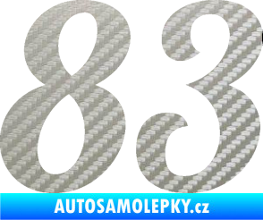 Samolepka Startovní číslo 83 typ 3   3D karbon stříbrný