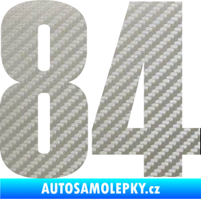 Samolepka Startovní číslo 84 typ 2    3D karbon stříbrný