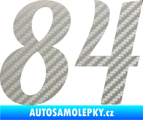 Samolepka Startovní číslo 84 typ 3  3D karbon stříbrný