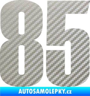 Samolepka Startovní číslo 85 typ 2     3D karbon stříbrný