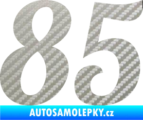 Samolepka Startovní číslo 85 typ 3   3D karbon stříbrný