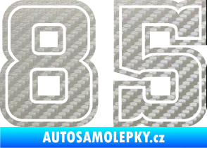 Samolepka Startovní číslo 85 typ 5 3D karbon stříbrný