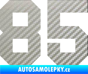 Samolepka Startovní číslo 85 3D karbon stříbrný