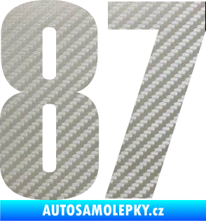 Samolepka Startovní číslo 87 typ 2       3D karbon stříbrný