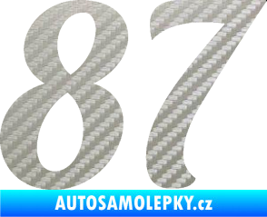 Samolepka Startovní číslo 87 typ 3   3D karbon stříbrný