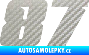 Samolepka Startovní číslo 87 typ 6 3D karbon stříbrný