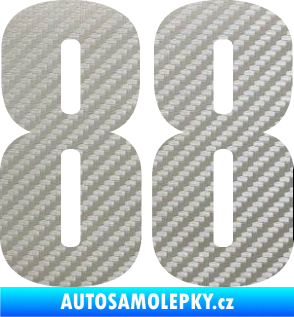 Samolepka Startovní číslo 88 typ 2        3D karbon stříbrný