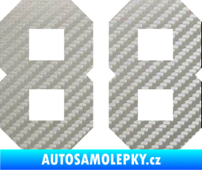 Samolepka Startovní číslo 88 3D karbon stříbrný