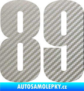Samolepka Startovní číslo 89 typ 2         3D karbon stříbrný