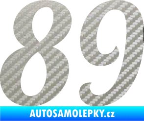Samolepka Startovní číslo 89 typ 3  3D karbon stříbrný