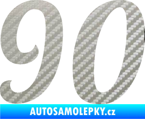 Samolepka Startovní číslo 90 typ 3   3D karbon stříbrný