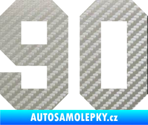 Samolepka Startovní číslo 90 3D karbon stříbrný