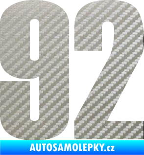 Samolepka Startovní číslo 92 typ 2  3D karbon stříbrný