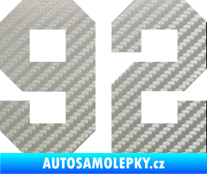 Samolepka Startovní číslo 92 3D karbon stříbrný