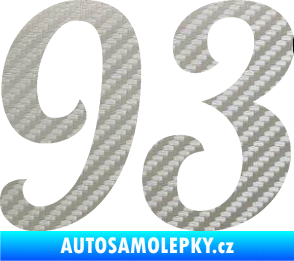 Samolepka Startovní číslo 93 typ 3   3D karbon stříbrný