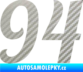 Samolepka Startovní číslo 94 typ 3    3D karbon stříbrný