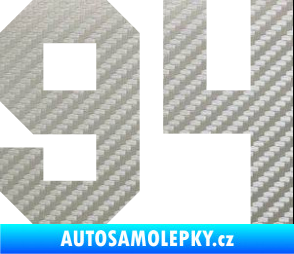 Samolepka Startovní číslo 94 3D karbon stříbrný