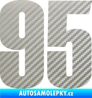 Samolepka Startovní číslo 95 typ 2     3D karbon stříbrný