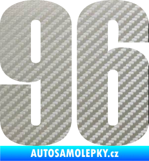 Samolepka Startovní číslo 96 typ 2     3D karbon stříbrný