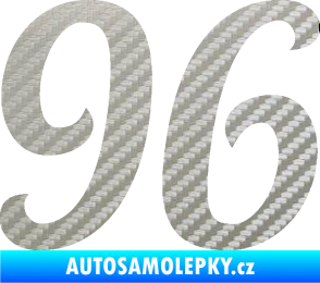 Samolepka Startovní číslo 96 typ 3    3D karbon stříbrný