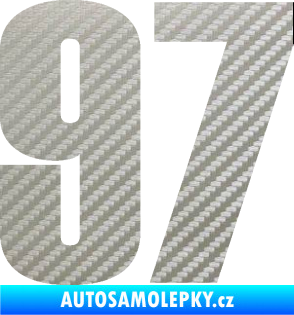Samolepka Startovní číslo 97 typ 2 3D karbon stříbrný