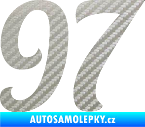 Samolepka Startovní číslo 97 typ 3   3D karbon stříbrný