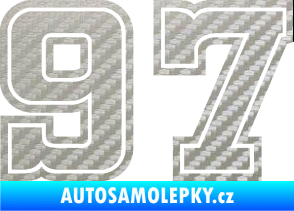 Samolepka Startovní číslo 97 typ 5 3D karbon stříbrný