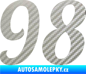 Samolepka Startovní číslo 98 typ 3   3D karbon stříbrný
