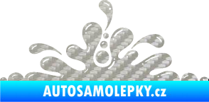 Samolepka Stékající skvrna 003 levá kaňka 3D karbon stříbrný