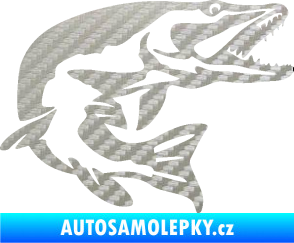 Samolepka Štika 001 pravá 3D karbon stříbrný
