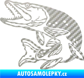 Samolepka Štika 002 levá 3D karbon stříbrný