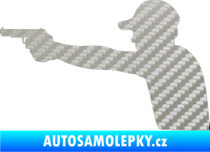 Samolepka Střelec silueta 001 levá 3D karbon stříbrný