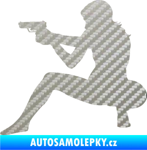 Samolepka Střelkyně 003 levá 3D karbon stříbrný
