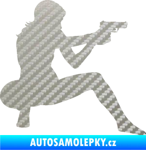Samolepka Střelkyně 003 pravá 3D karbon stříbrný