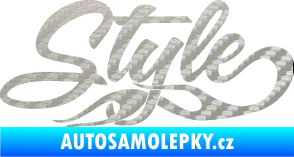 Samolepka Style nápis s plameny 3D karbon stříbrný
