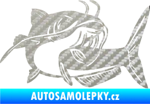 Samolepka Sumec 001 pravá 3D karbon stříbrný
