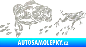 Samolepka Sumec 005 levá se žábou 3D karbon stříbrný