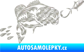 Samolepka Sumec 006 pravá s návnadou 3D karbon stříbrný