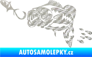 Samolepka Sumec 006 levá s návnadou 3D karbon stříbrný