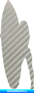 Samolepka Surfařka 002 pravá 3D karbon stříbrný