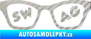Samolepka Swag nápis v brýlích 3D karbon stříbrný