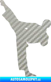 Samolepka Taekwondo 002 levá 3D karbon stříbrný