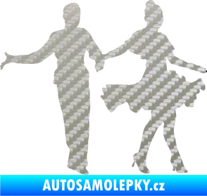 Samolepka Tanec 002 levá latinskoamerický tanec pár 3D karbon stříbrný