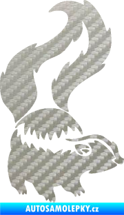 Samolepka Tchoř 002 pravá zvednutý ocas 3D karbon stříbrný