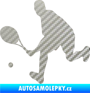 Samolepka Tenista 007 levá 3D karbon stříbrný