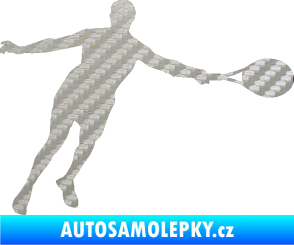 Samolepka Tenista 009 pravá 3D karbon stříbrný