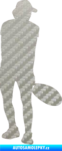 Samolepka Tenista 010 pravá 3D karbon stříbrný