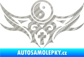 Samolepka Tetování 115 Jin a jang 3D karbon stříbrný