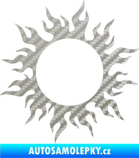 Samolepka Tetování 116 slunce s plameny 3D karbon stříbrný